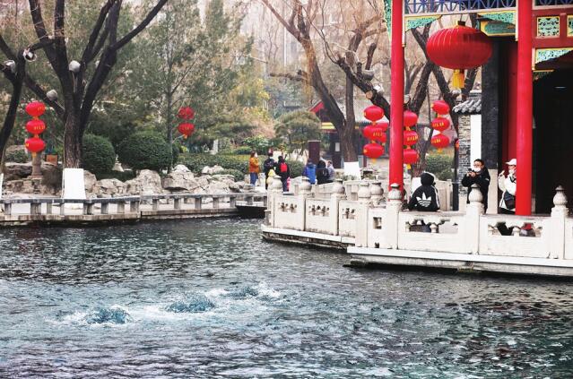 Tausende von Quellen in Jinan sprudeln fröhlich im Kaltwinter